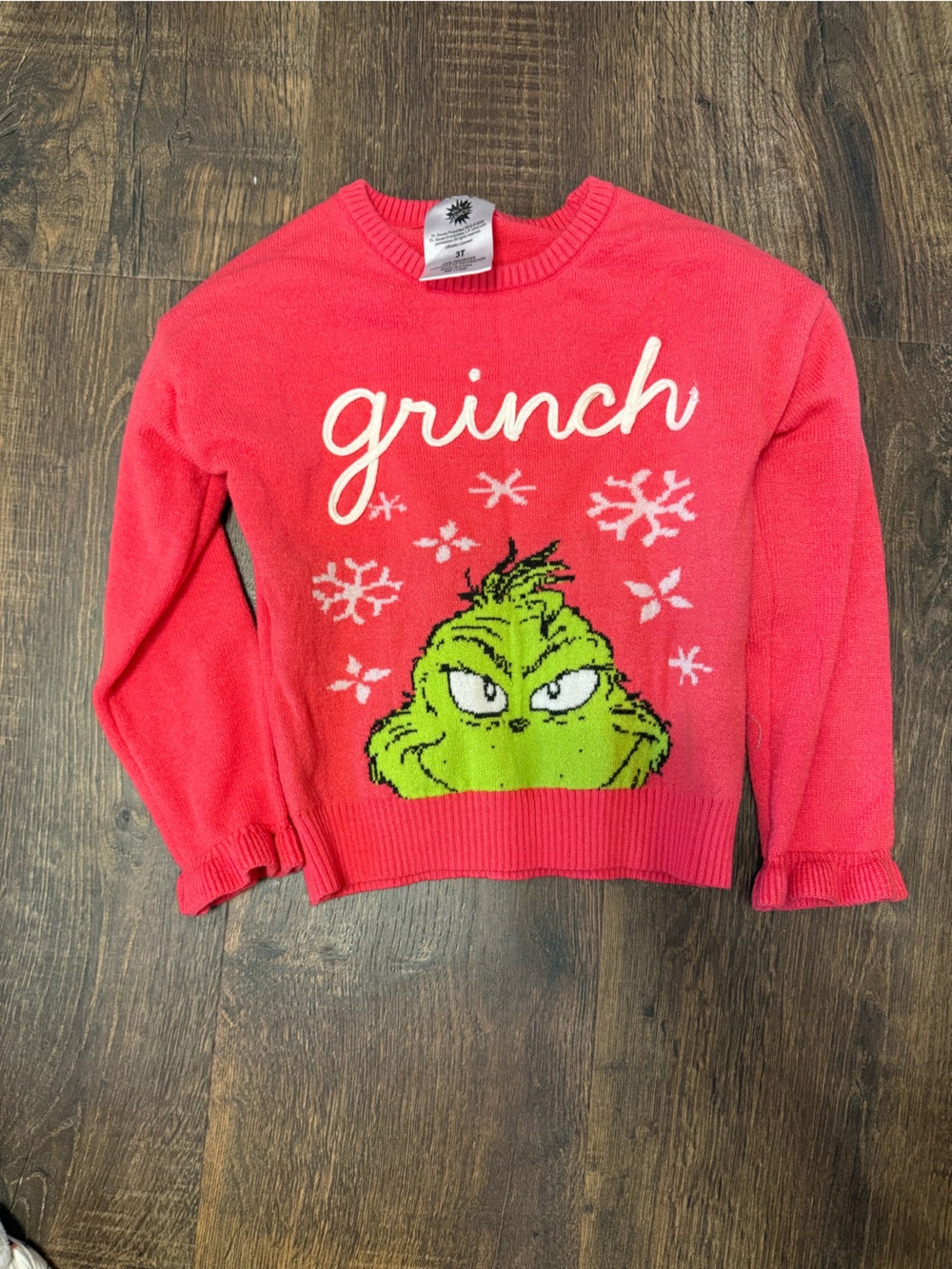 Dr. Seuss Red Holiday Knit with White Script and Snowflakes